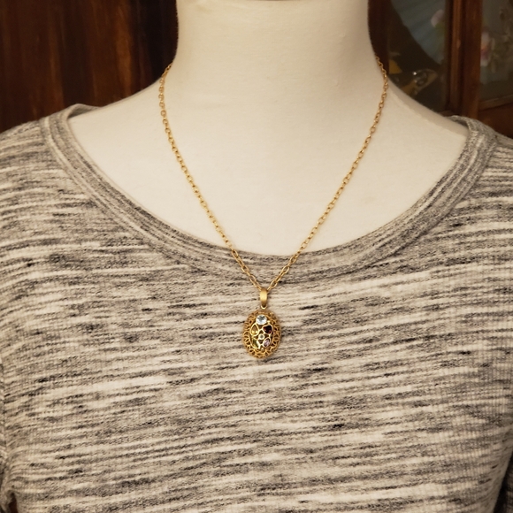 Italian 14K Gold Multi Stone Necklace - Picture 4 of 7